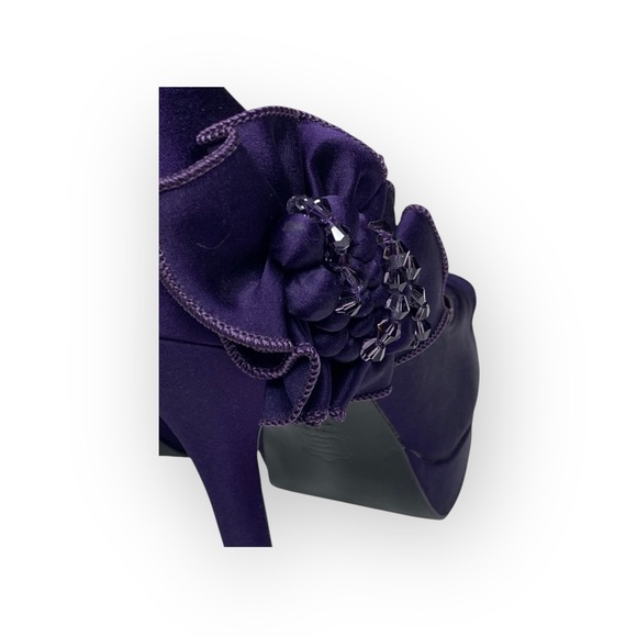 new Nina ༄ Satin Crystal D’Orsay Platform Peep Toe Stiletto Heel༄ Amethyst ༄ 6.5 - Picture 11 of 16